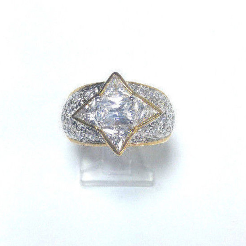 Fashion Jewelry Star Clear CZ Pave Gold Wide Band